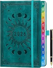 ZXHQ Diary 2026 Week to View A5 — January to December 2026 Full Year Weekly & Monthly Planner with UK Holidays, Colourful Monthly Tabs, Fine Inner Pocket, Hardcover, and Pen Set - SeaGreen
