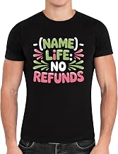 Bold Comedy Shirt with Name Joke Squad Funny Style - Life: No Refunds Black