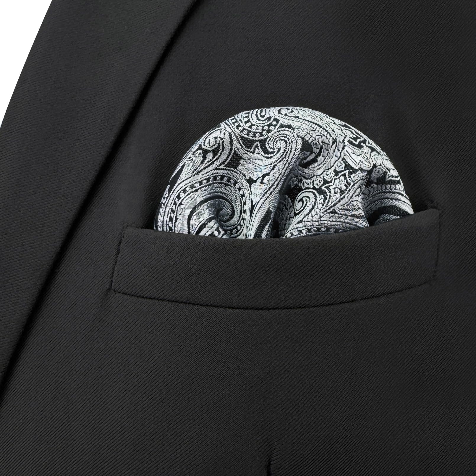 S&W SHLAX&WING Designerska męska poszetka srebrna czarna paisley dla mężczyzn garnitury prezentowe poszetki dla mężczyzn