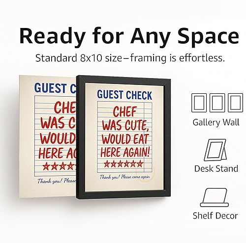 Miniatura 7 de Funny Kitchen Wall Art - Chef Was Cute Guest Check Poster - 8x10 Unframed Retro Diner Decor - Trendy Red Blue Aesthetic Print for Apartment Dining