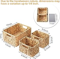 Vista 4 de ELONG HOME Wicker Storage Basket, 3 Pack Hand-Knitted Wicker Baskets, Water Hyacinth Storage Baskets with Built-in Handles Jacinto 3