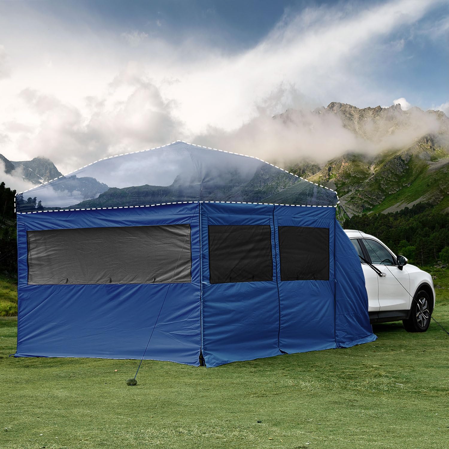 KAMPKEEPER Camping Cube Tent 10'x10' - Converts Canopy into Huge Tents for Camping - Removable Tailgate Sidewall Connect SUV & Jeep - Navy Blue (Canopy Pole/Shelter NOT Included)-image-43