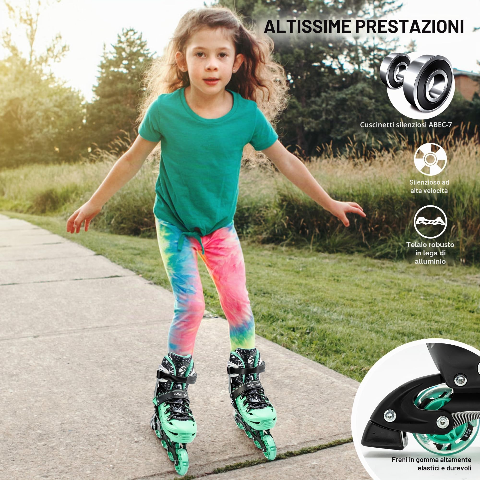 Kuxuan Skates Pattini in linea regolabili per bambini ragazze ragazzi