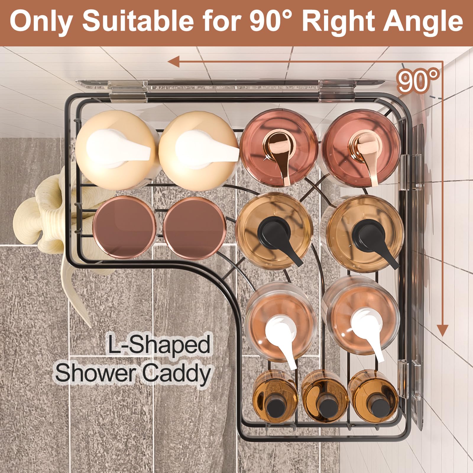 Radikor Etagère Salle De Bain Sans Perçage, 2 PCS Etagère De Douche