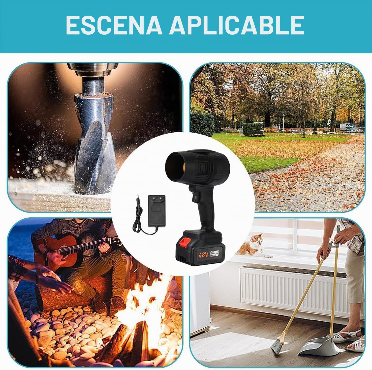 Soplador De Aire Potente, Soplador De Hojas Bateria, PortáTil Soplador Turbo Jet, Soplador Aspirador De Hojas con Bateria, para Patio, CéSped Y Hojas Que Soplan (Black)
