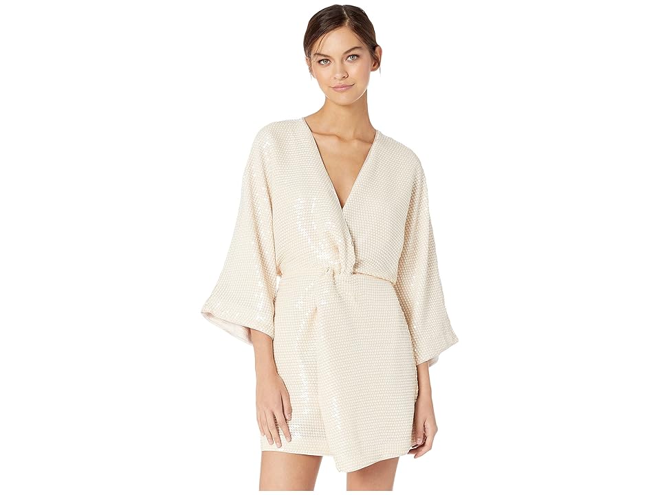 

Bebe Kimono Sequin Mini Dress (Frappe Sequins) Women's Dress, Beige