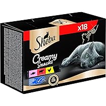 Sheba Snack per gatti, 18 pratici bastoncini per gatti, 18 x 12 g (1 confezione) – nelle varietà di pollo, salmone (certificato MSC) e manzo da leccare dalla mano