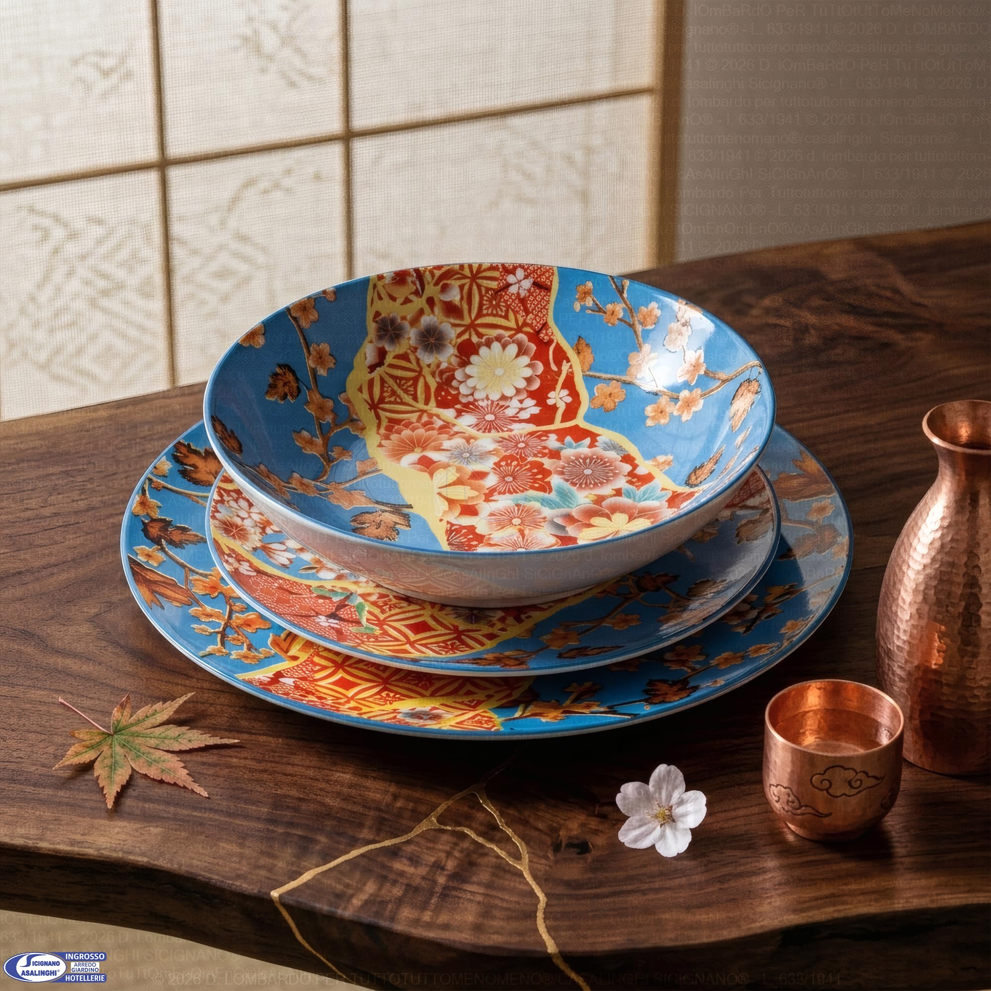 Sicignano Assiette creuse en porcelaine style Kintsugi japonais, 20,8 cm, lavable au lave-vaisselle et au micro-ondes