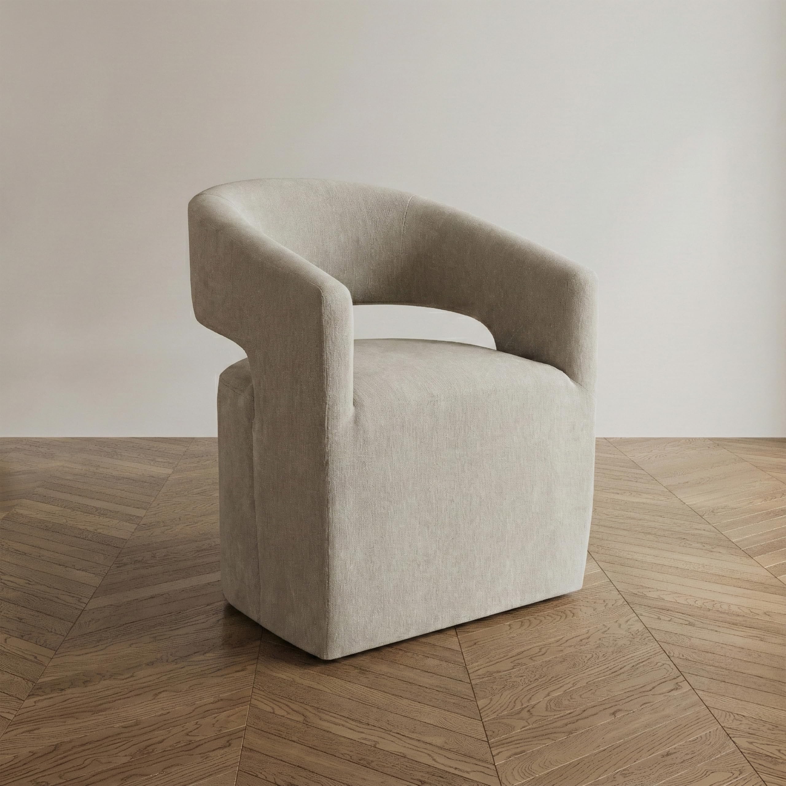 Furniture of America Arina Modern Fabric 25.6-inch Accent Chair with Barrel-Back Design, Rounded Seat, Pedestal-Style Base and Casters for Living Room