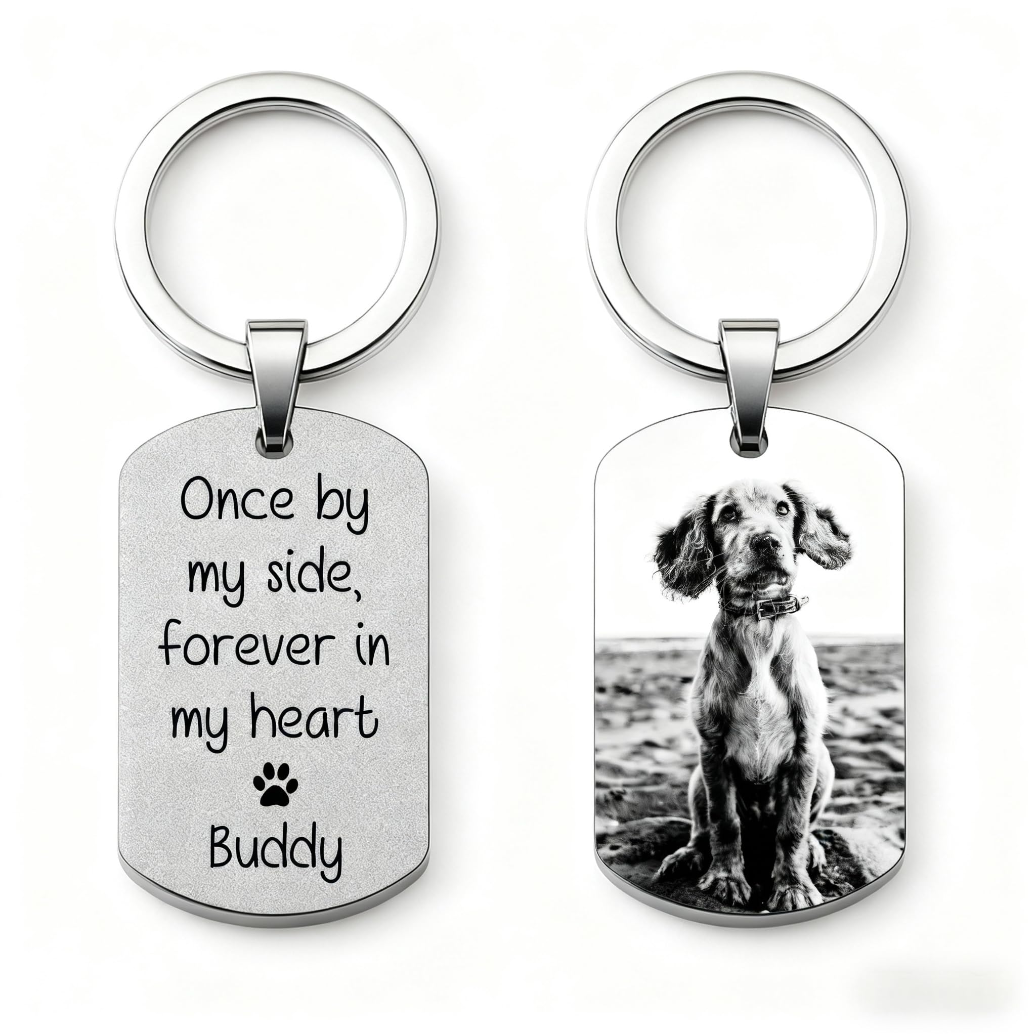 Gutegifts Silver Personalised Dog Memorial Gift Photo Engraved Keyring Loss Of Pets Dog Cat Keepsake For Animal Pets Lover Sympathy