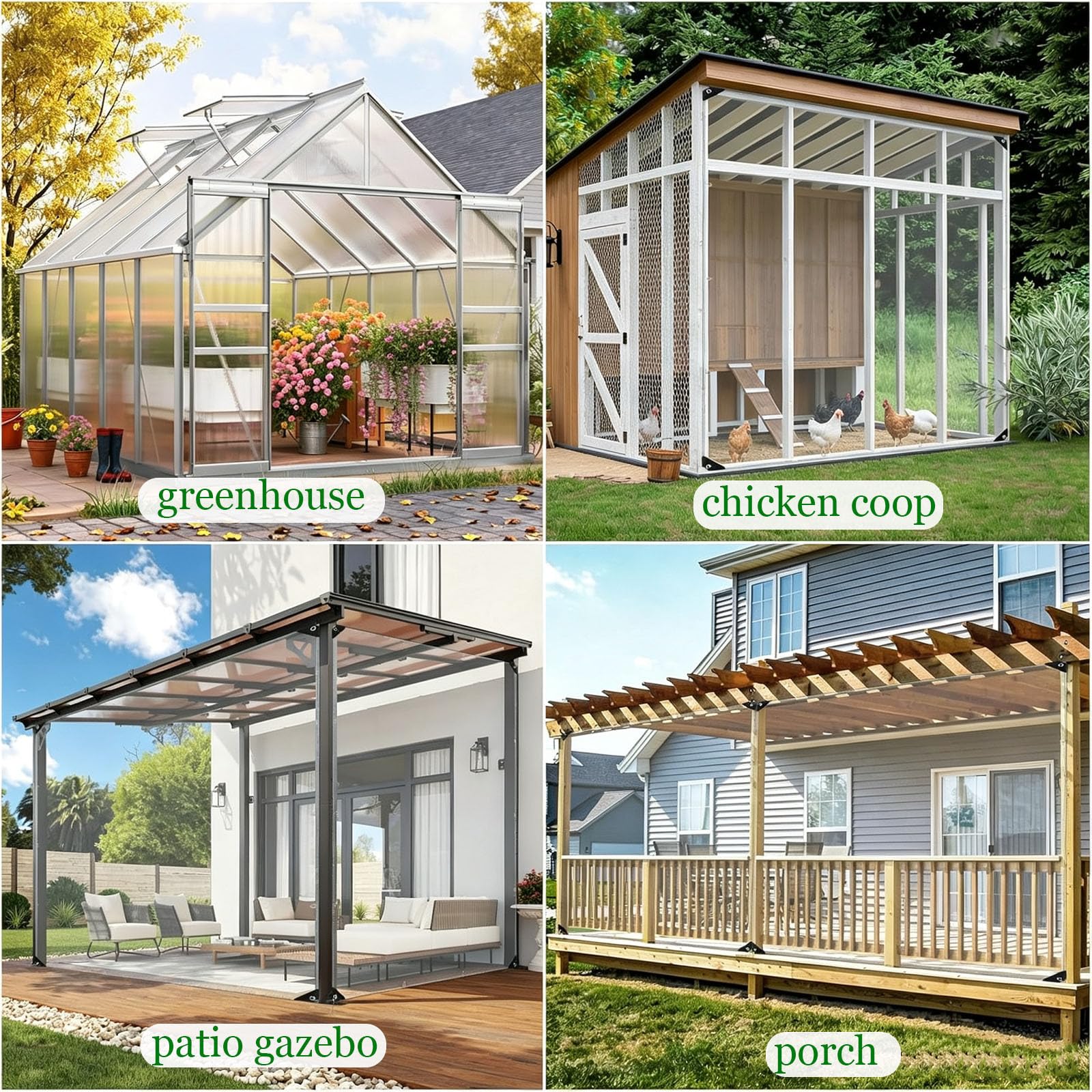 Bâche Transparente Extérieur 400g/m² PVC Renforcée Imperméable Anti-UV avec Œillets – Protection pour Serre, Pergola, Terrasse, Jardin et Balcon(4x4m)