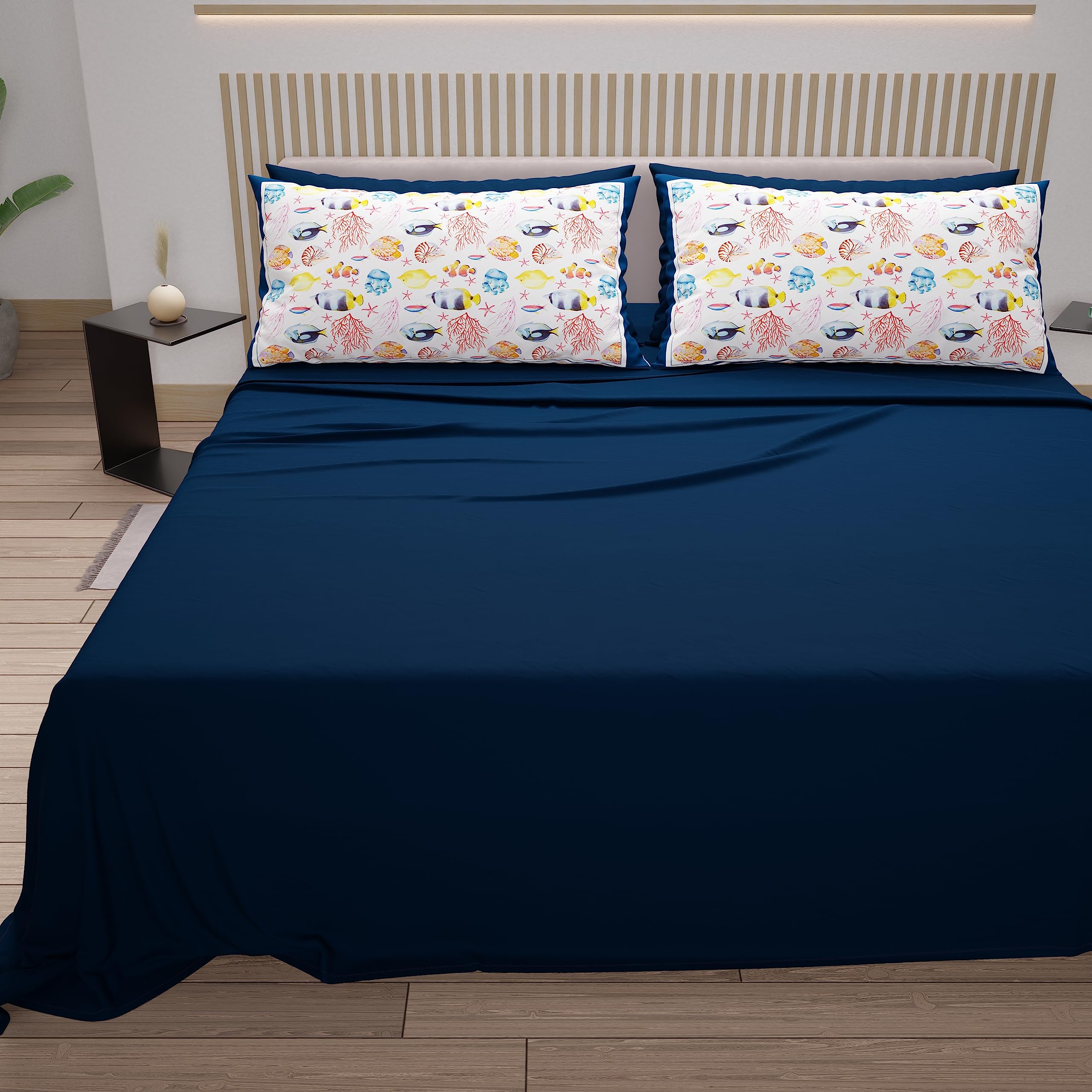 PETTI Artigiani Italiani - Cotton Sheets with Pillowcases in Digital Print, Single Bed Sheet, Single Bed Set, Night Blue, 100% Made in Italy - Image 4