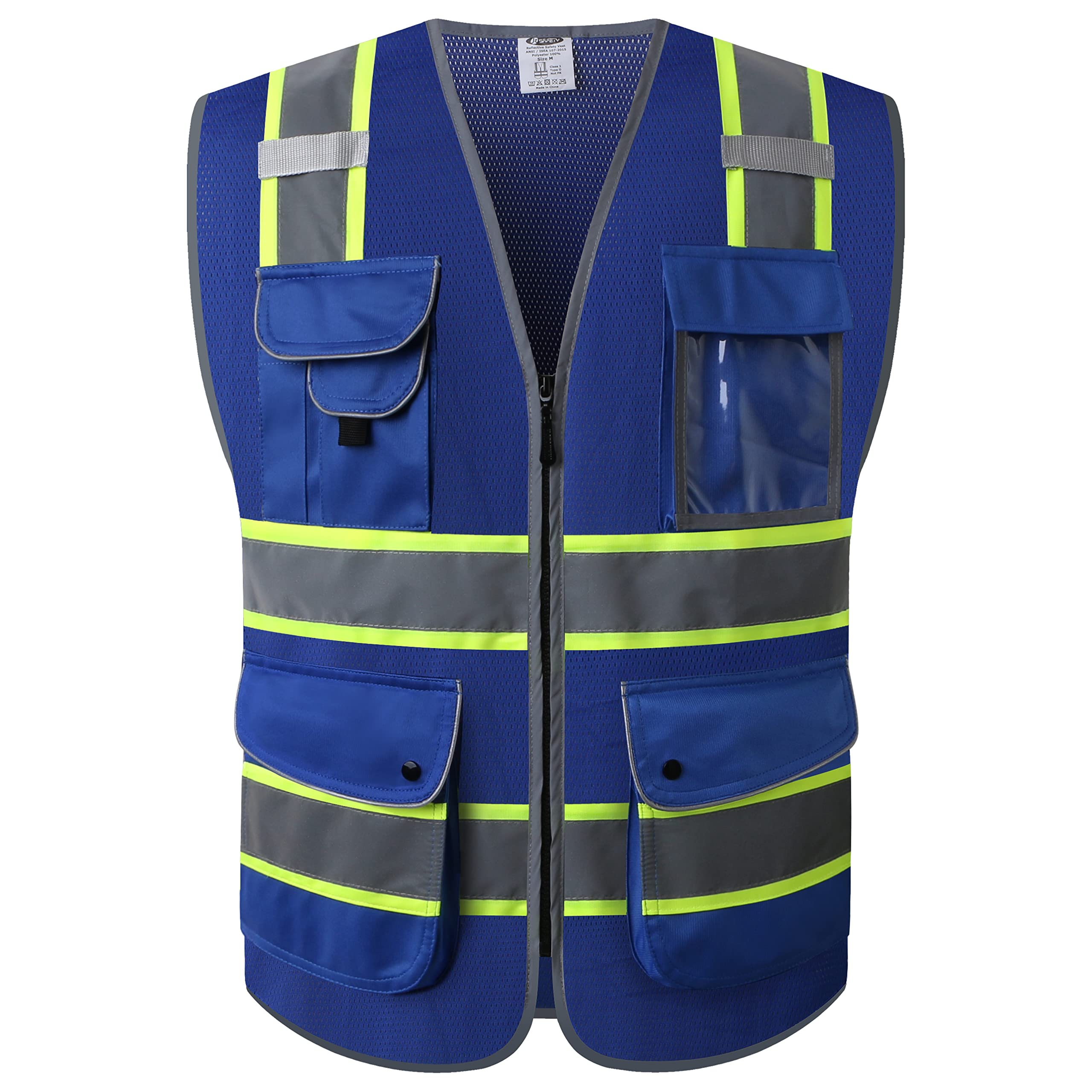 JKSafety Safety Vest for Men Women Reflective Hi Vis JK100 Blue 4XL