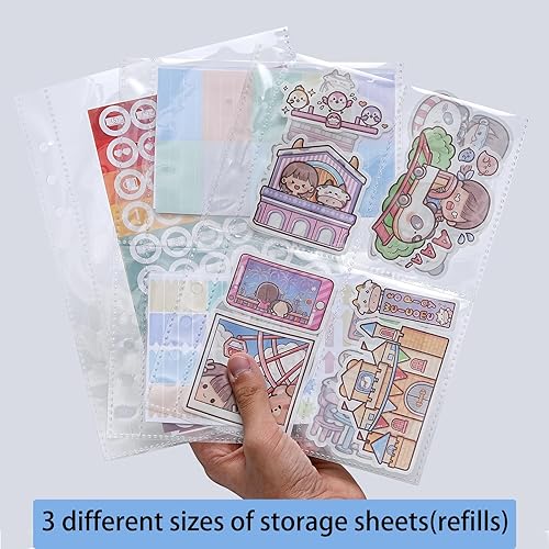 Miniatura 4 de 1 álbum de almacenamiento de calcomanías A5, organización de calcomanías para coleccionar libros, fundas para planificadores, organizadores de