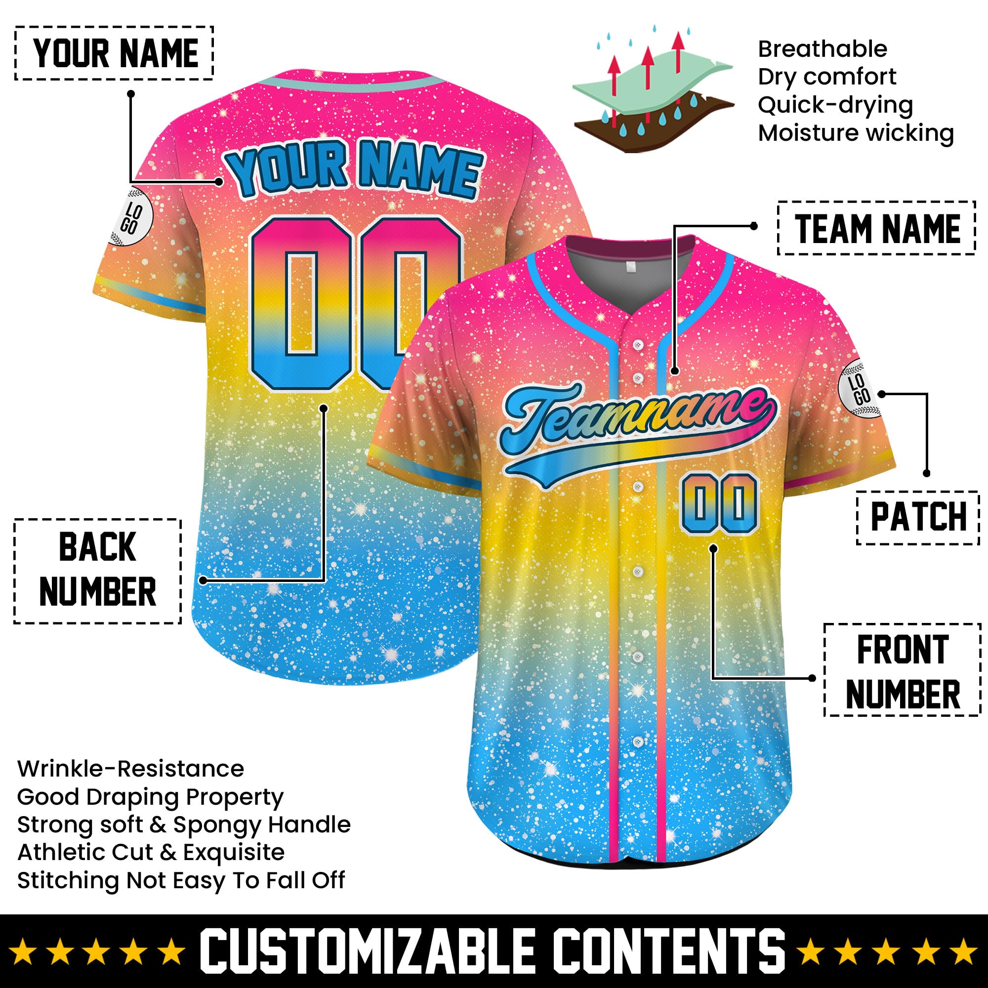 Custom Baseball Jersey – Personalized Name, Number & Logo, LGBT Pride Sports Uniform Pride 11 Baseball Jerseys for Men, Women, Youth, Toddlers