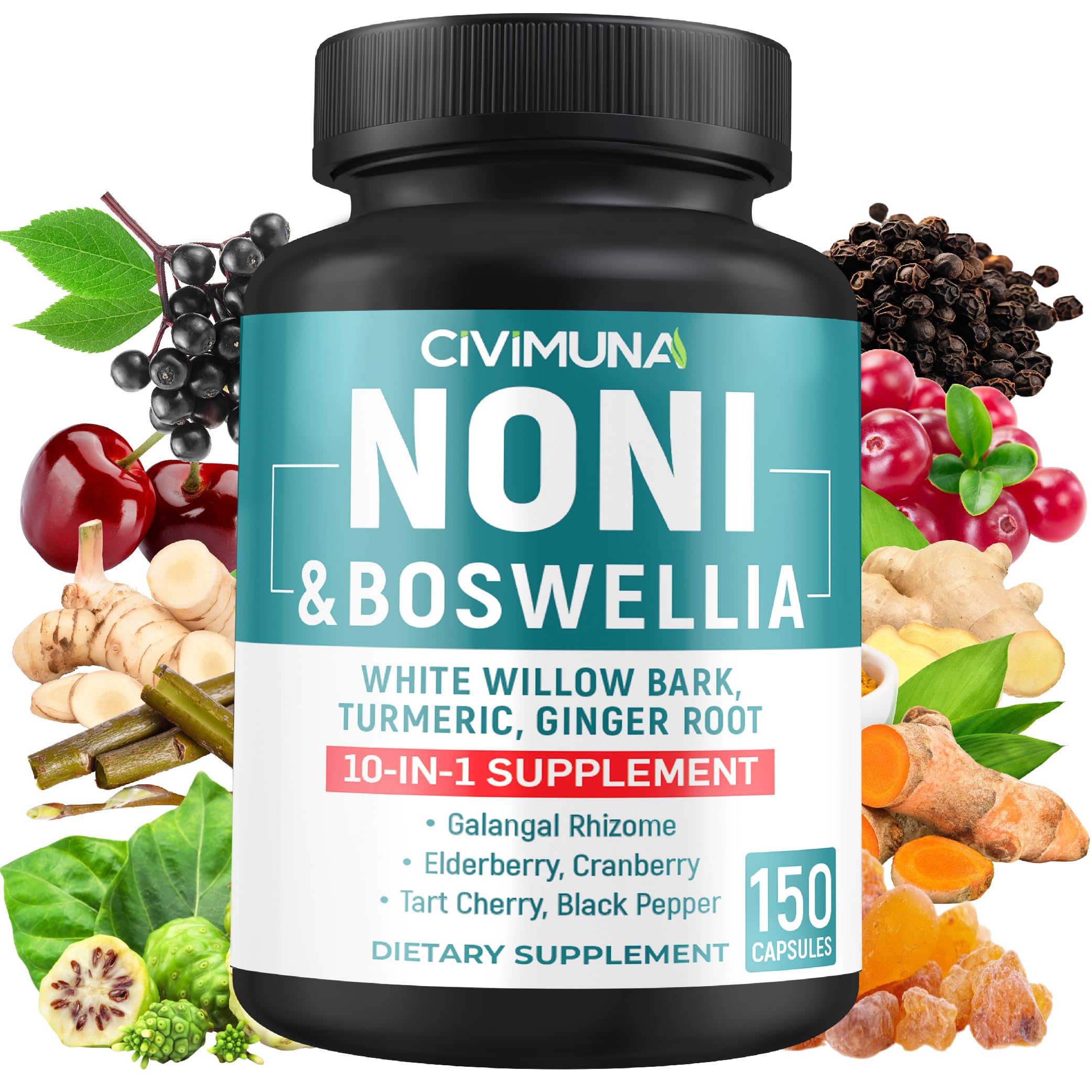 Noni Extract Capsules with Noni, Boswellia, White Willow Bark and More - 150 Capsules for 5 Months Supply