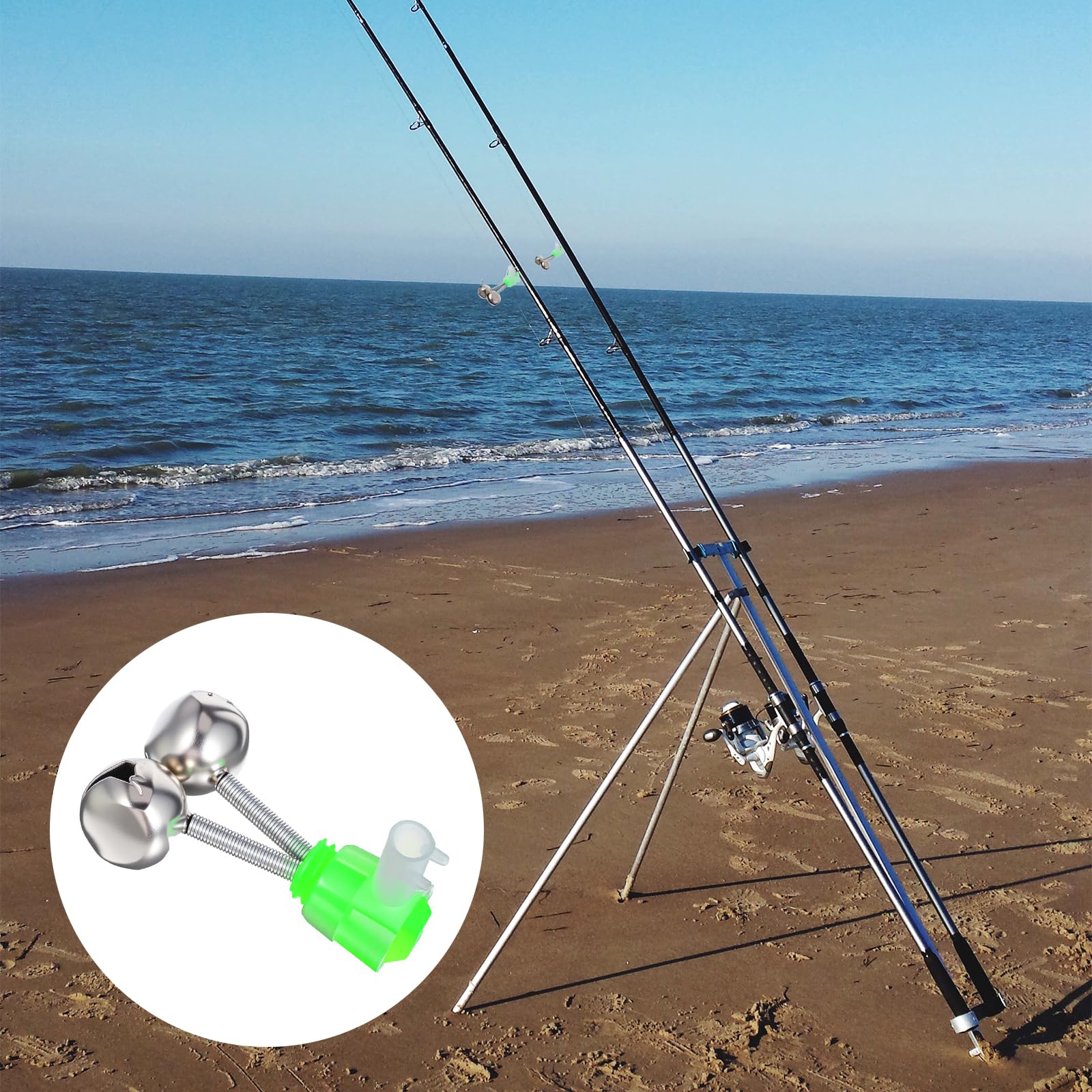 10 campanas de pesca con clip en espiral para alarmas de caña de pescar, alarmas de mordida, alarmas de alarma, pinzas en espiral, campanas de pescado, para pesca marina, pesca nocturna, pesca marina