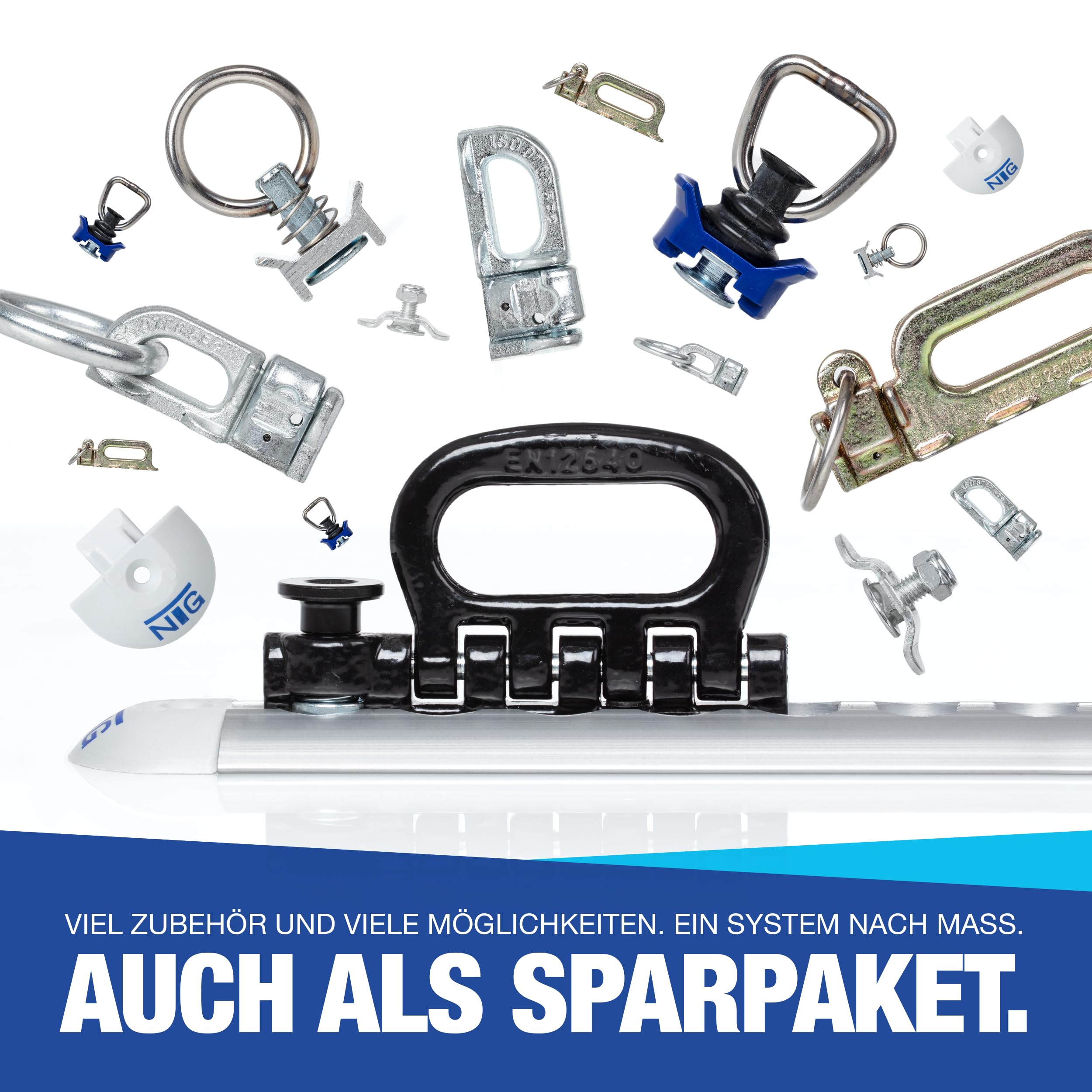 NTG Airlineschiene 6 STK 2m / 1975mm halbrund Alu -TÜV Zertifiziert- Anhängerzubehör Ladungssicherung Aluschiene Zurrschiene Zurrleiste LKW Transporter Wohnmobil - m. Bohrungen Silber eloxiert