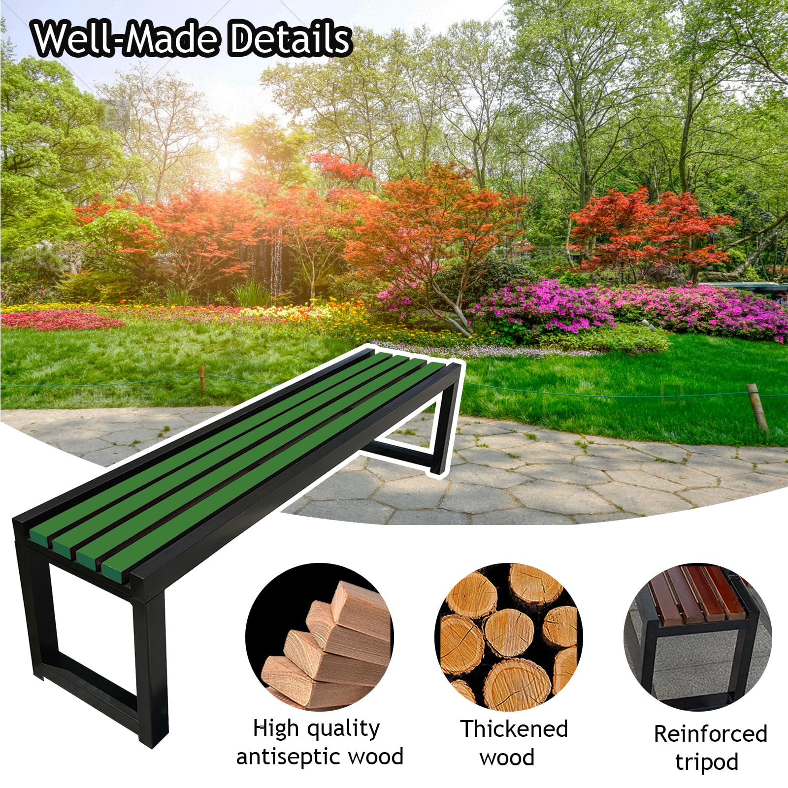 Panca da Esterno Mobili da Giardino, 80 x 40 x 45 cm panche da giardino, panchine da giardino per tutte le stagioni senza schienale, per balconi piani, scuole e altro