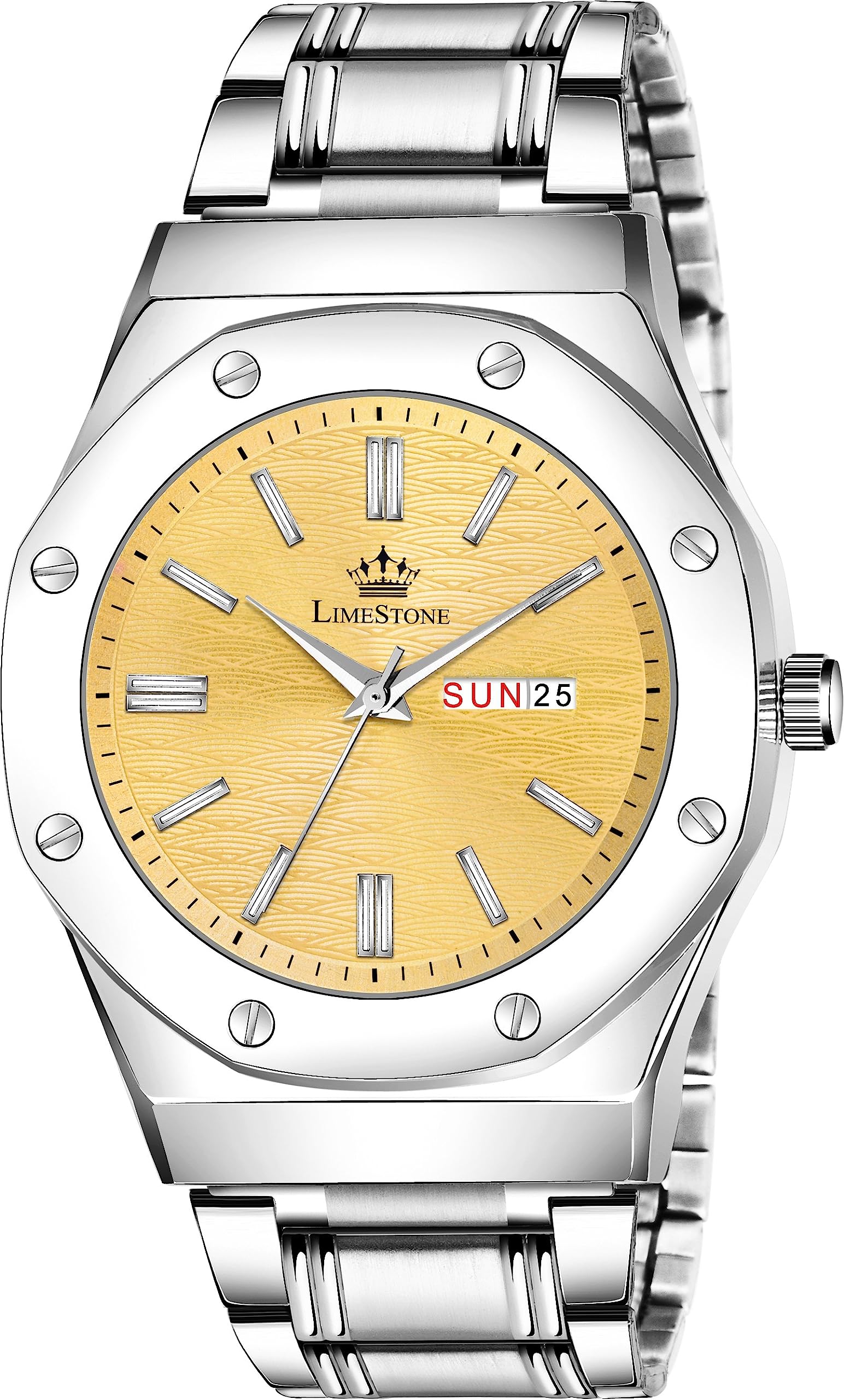 LIMESTONE Day and Date Display Screw Ring AP Design Quartz Analog Watch - for Men (B0CCJ2DN9R) Amazon Price History, Amazon Price Tracker