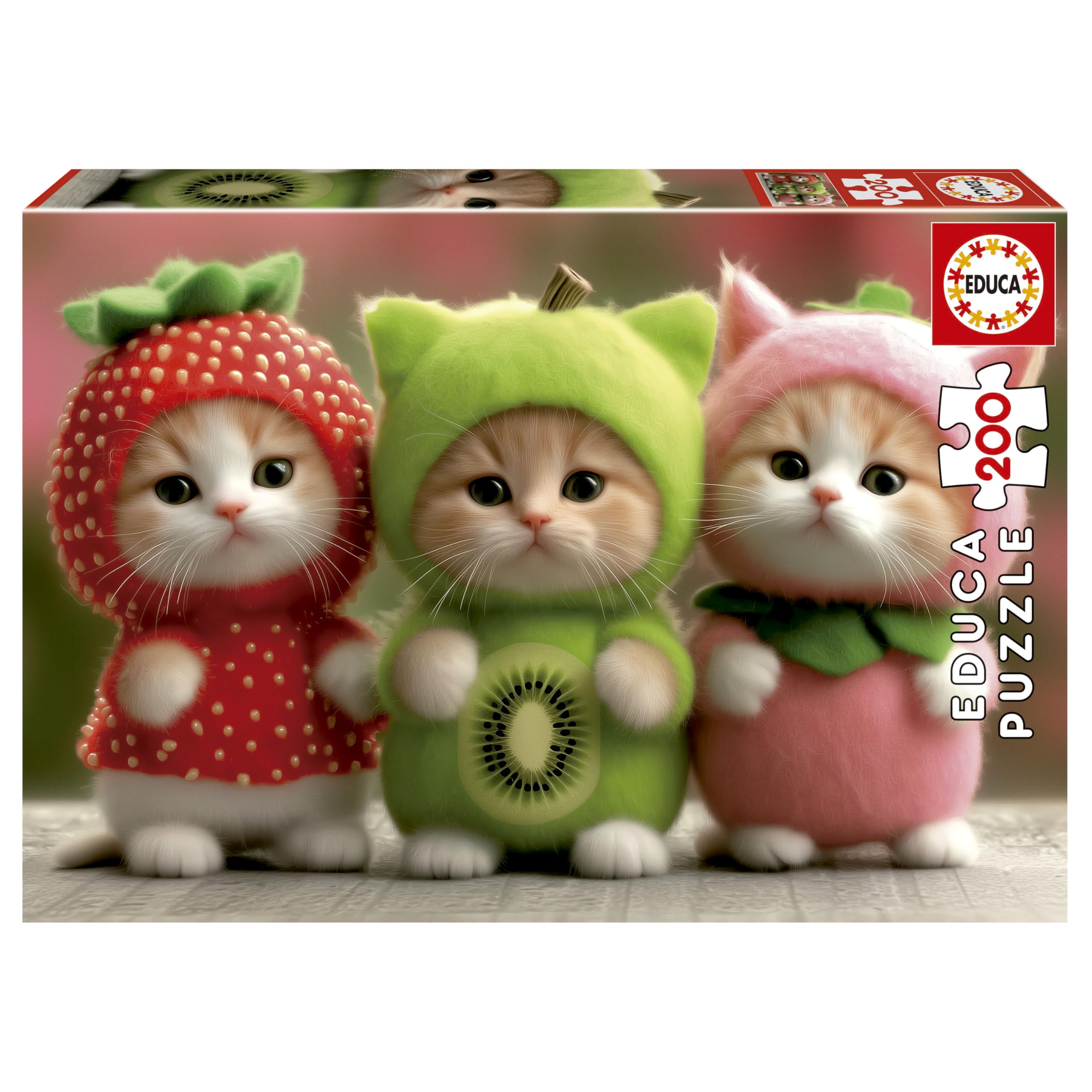 Educa - Puzzle Infantil de 200 Piezas | Gatitos Frutales | Medidas: 40 x 28 cm | Recomendado a Partir de 6 7 8 años (20496) - 1