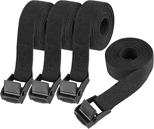 PEASUG Tie Down Straps, 4 Pcs Lashing Small Ratchet Straps with Buckles, 0.78" x 5' Adjustable Simple Cinch Cam Pull Suitable for Trucks, Cargo, Luggage Black
