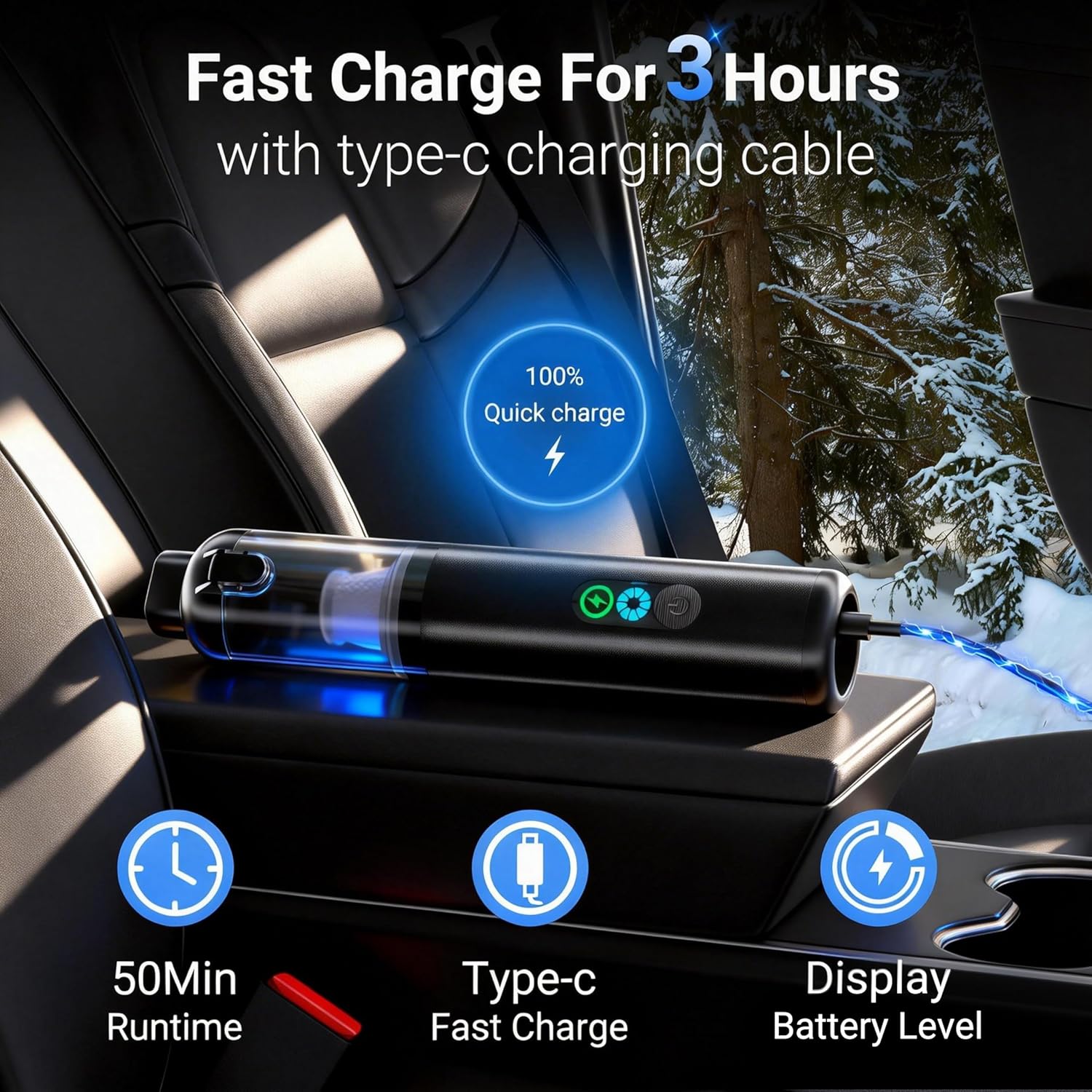 PPN Portable Car Vacuum Cordless 20000PA High Power Handheld Vacuum Cleaner for Car, Mini Rechargeable Wireless Vacuum for Car Detailing, Truck, Desktop, Home Tech Gifts for Men