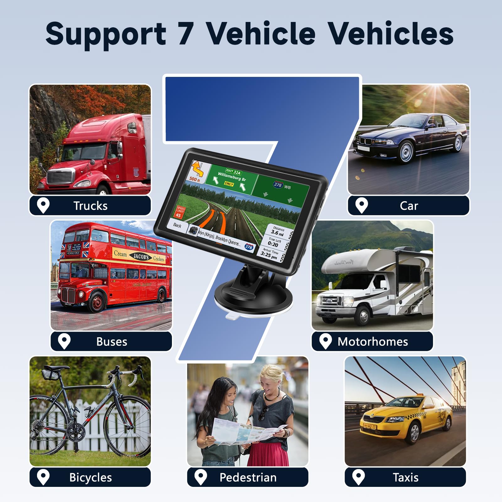 5 inch GPS Navigator Sat Nav for Car, Truck, with UK Europe Maps, Lifetime Free Updates, Support Postcode Search and Voice Guidance — view 6