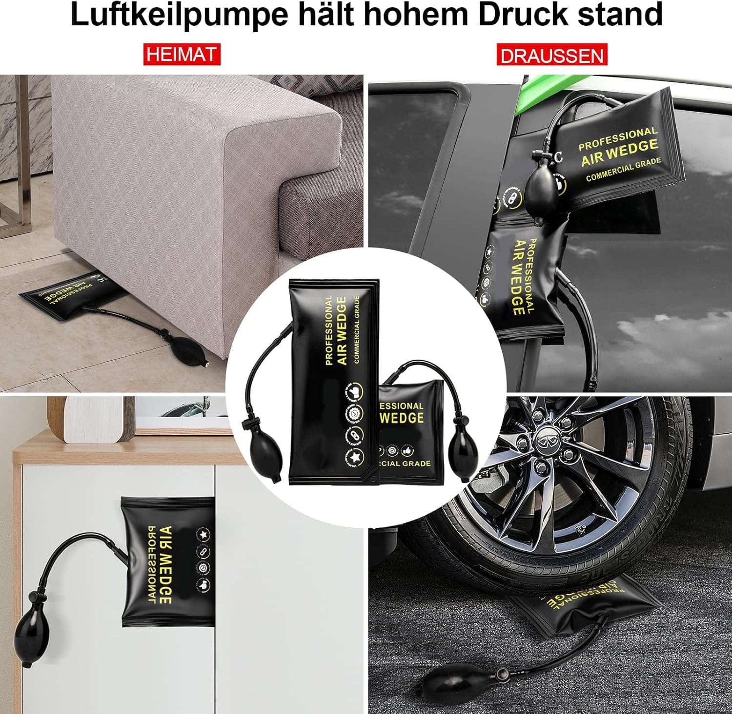 Kit de herramientas para coche, 16 herramientas, Kit de desbloqueo de Puerta de Coche, kit de agarrador de Largo Alcance de fácil Acceso, bolsa de cuña de aire, herramientas profesionales para coche