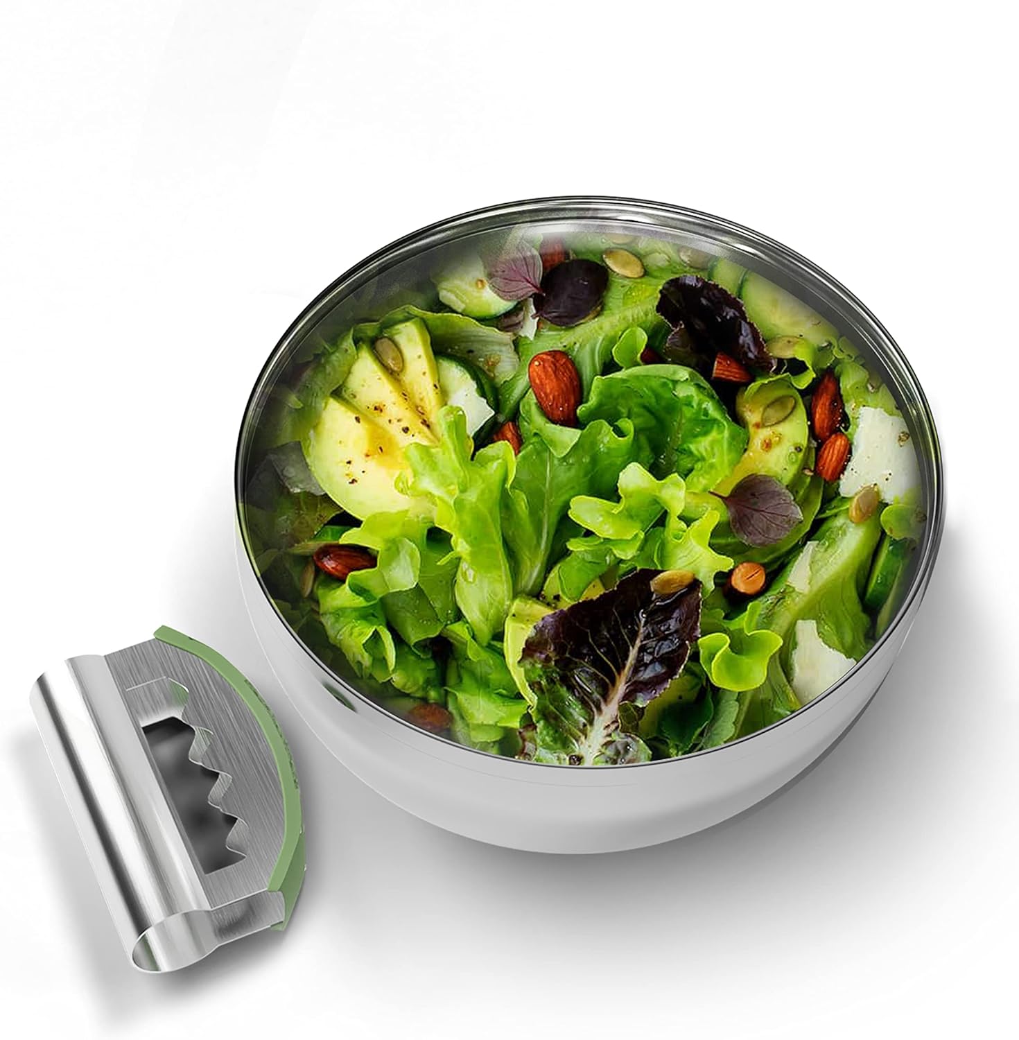 Stainless Steel Salad Chopper Handheld Cutter and Bowl