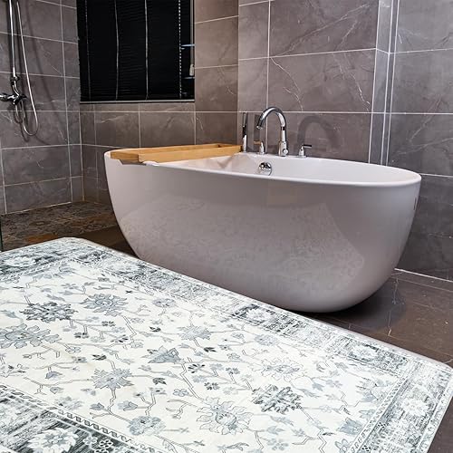 Miniatura 4 de Alfombra de área para interiores, vintage, suave, peluda, envejecida, antideslizante, que no desprende pelusa, para comedor, sala de estar,