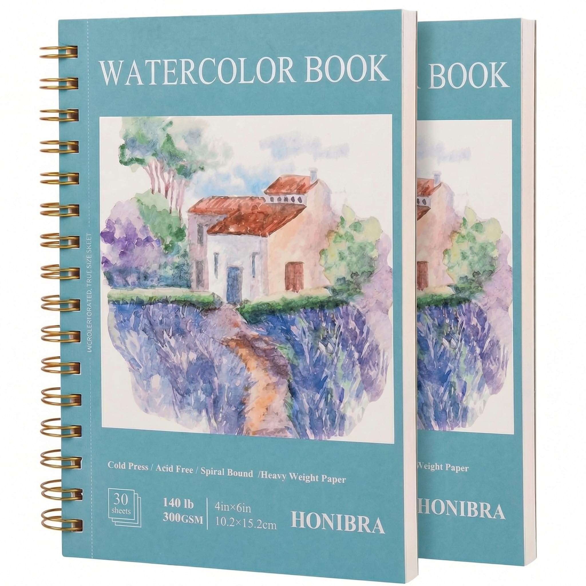 2 Packs Watercolor Paper Pad 4"×6", 30 Sheets 140lb/300g Cold Press Book