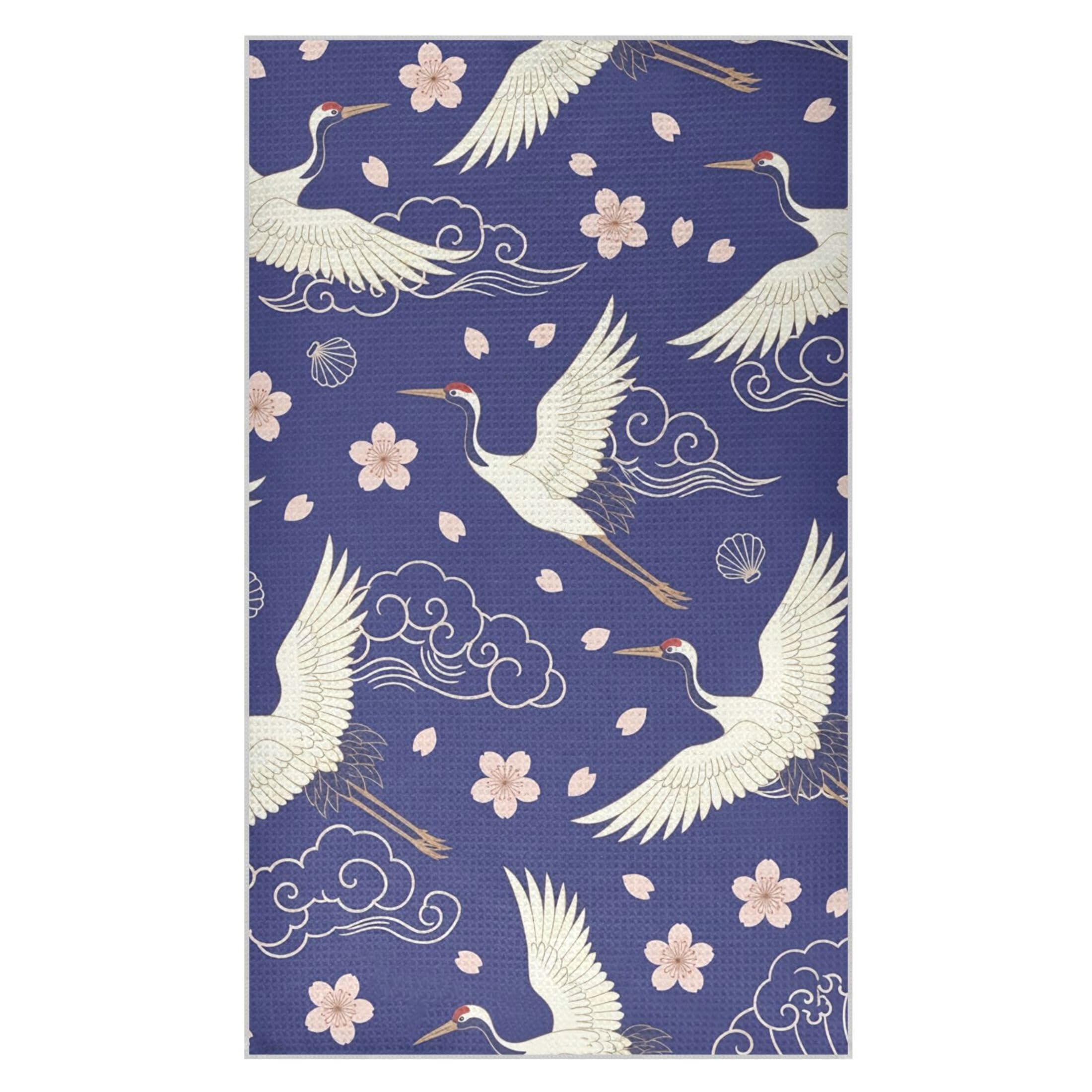 Kutsu Crane Waffle Weave Kitchen Towels Absorbent Quick Drying Dish Towels for Kitchen, Decorative Tea Towel, 18x30 in