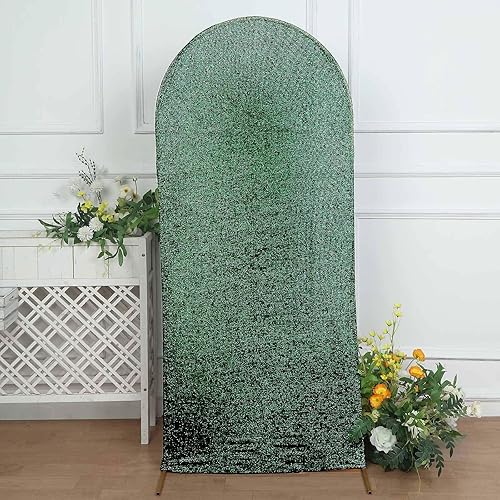 Miniatura 5 de Efavormart - Cubierta de marco de fondo de 6 pies, color verde esmeralda brillante, ajuste de elastano, cubierta de arco de boda metálica brillante