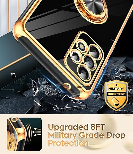 Miniatura 7 de LeYi Funda para teléfono Galaxy A52 5G con protector de pantalla de vidrio templado (paquete de 2) Soporte de anillo giratorio de 360, soporte