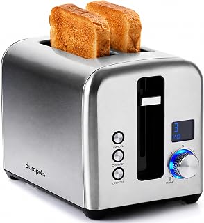 Toast IQ 2 Slice Digital Toaster Curtis Stone Design Wide Slot Crumpet & Bagel Toaster Digital Countdown Display 6 Browning Settings Reheat & Defrost 900W Stainless Steel