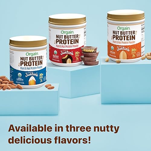 Miniatura 9 de Orgain X Justin's - Proteína en polvo orgánica vegana con mantequilla de nueces, mantequilla de maní - 20 g de proteína vegetal, 2 g de azúcar, sin