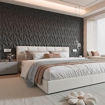 Art3d 3D Wall Panel for Interior Wall Décor with Tape, PVC Diamond Textured Wall Panels, Accent Wall Panels for Living Room Lobby Bedroom Hotel Office, 12''x12'', 20 Pack, Black