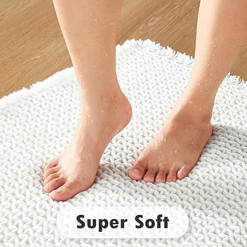 Miniatura 3 de Tapetes de baño blancos, superabsorbentes, antideslizantes, de secado rápido, lavables, estilo bohemio, granja, color blanco, 24 x 16 pulgadas