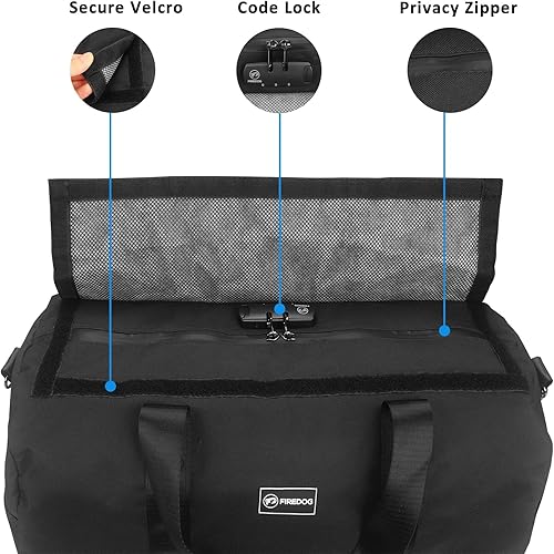 Vista 13 de FIREDOG Bolsa de lona a prueba de olores, bolsa grande a prueba de olores para almacenamiento de viaje Gris