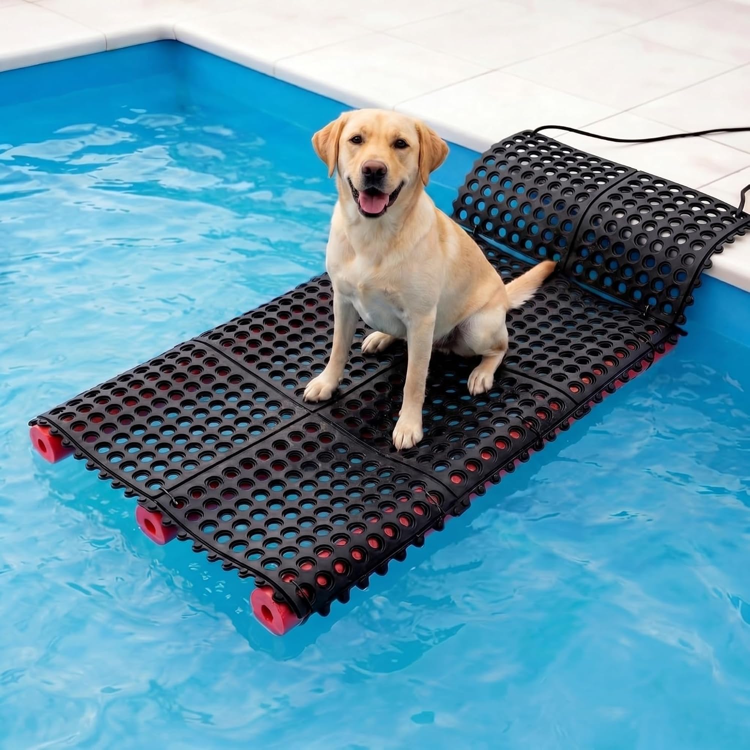 Geetery Dog Water Ramp 35" Lx23 w Dog Pool Ladder Ramp for Dogs up to 75 Lbs Non-Slip Rubber Pet Ladder for Pool Lakes Boats Docks Beaches