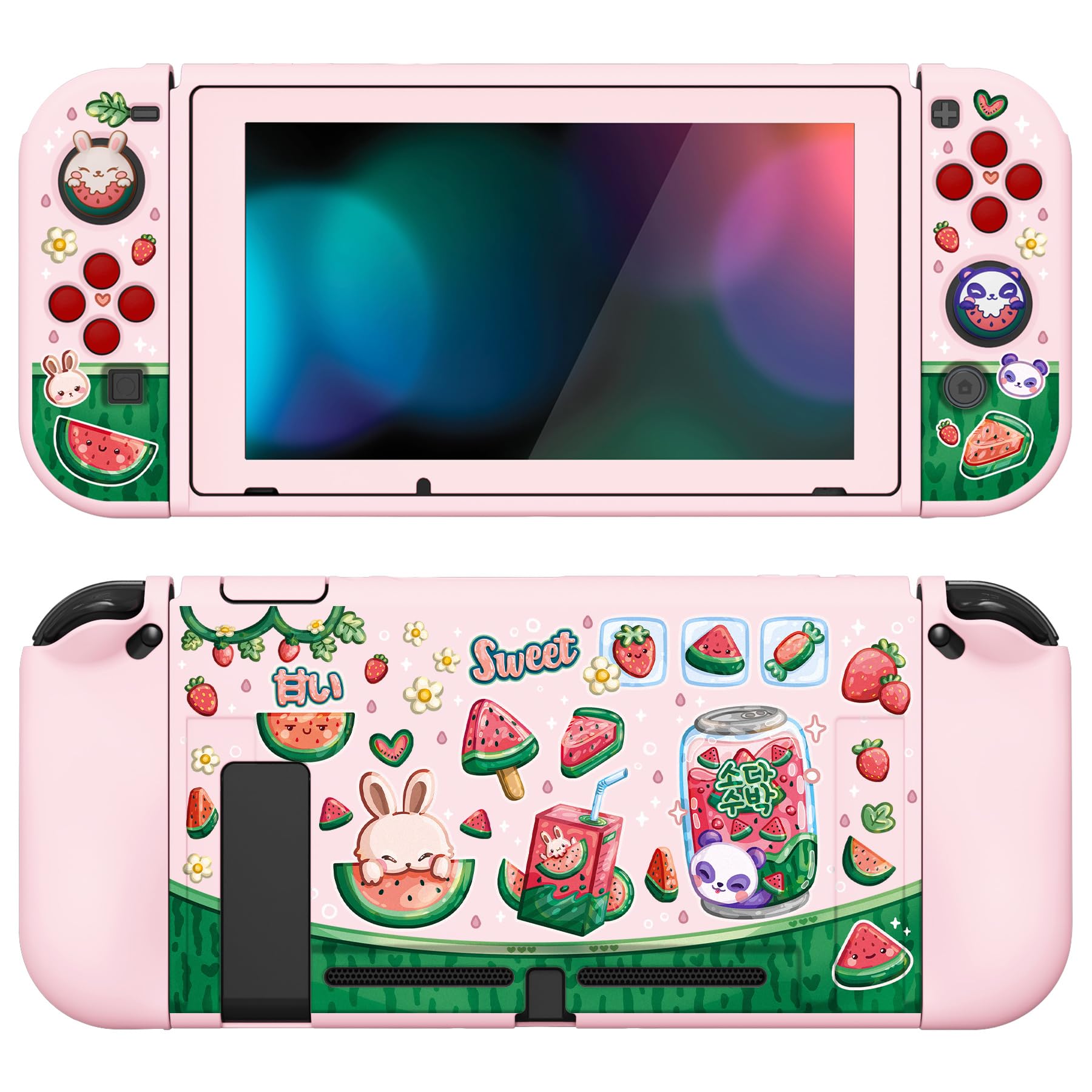 playvital ZealProtect Soft Protective Case for Nintendo Switch, Flexible Cover Protector for Switch with Tempered Glass Screen Protector & Thumb Grips & ABXY Direction Button Caps - Donut Odyssey — view 43
