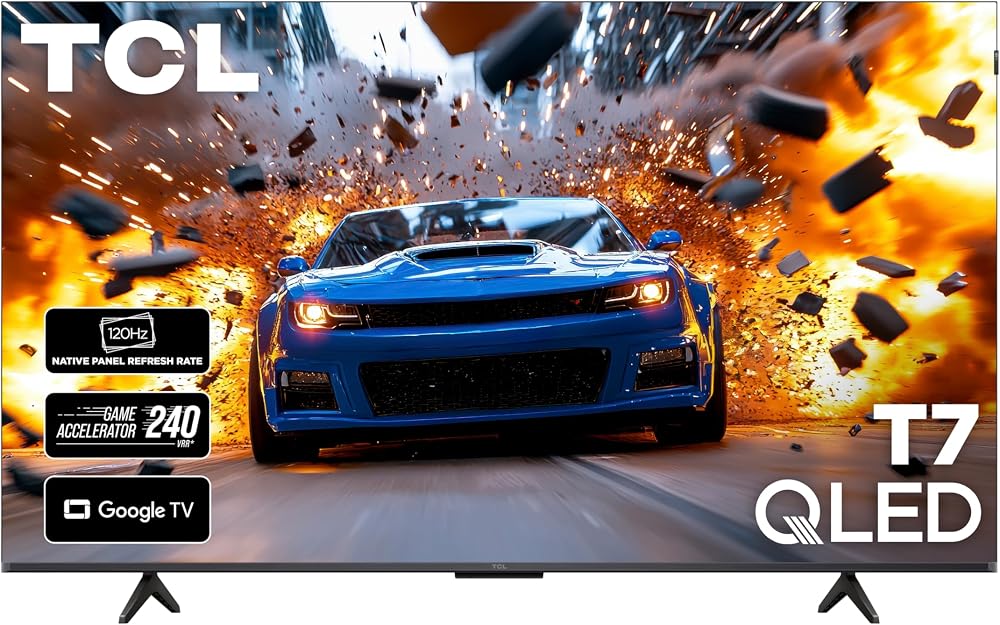 TCL 55 Inch Class T7 Series | 4K QLED HDR | 55T7, 2025 Model | 120HZ Refresh Rate High Brightness Smart Google TV Dolby Atmos Audio | Voice Remote Alexa Gaming Streaming Television