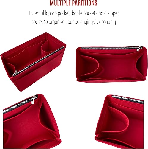 Miniatura 6 de Purse Organizer for Laurent East West Shopping Tote Insert, Laurent East West Tote Organizer, Handmade 3mm Premium Felt Snug Sturdy Gold Zipper (For