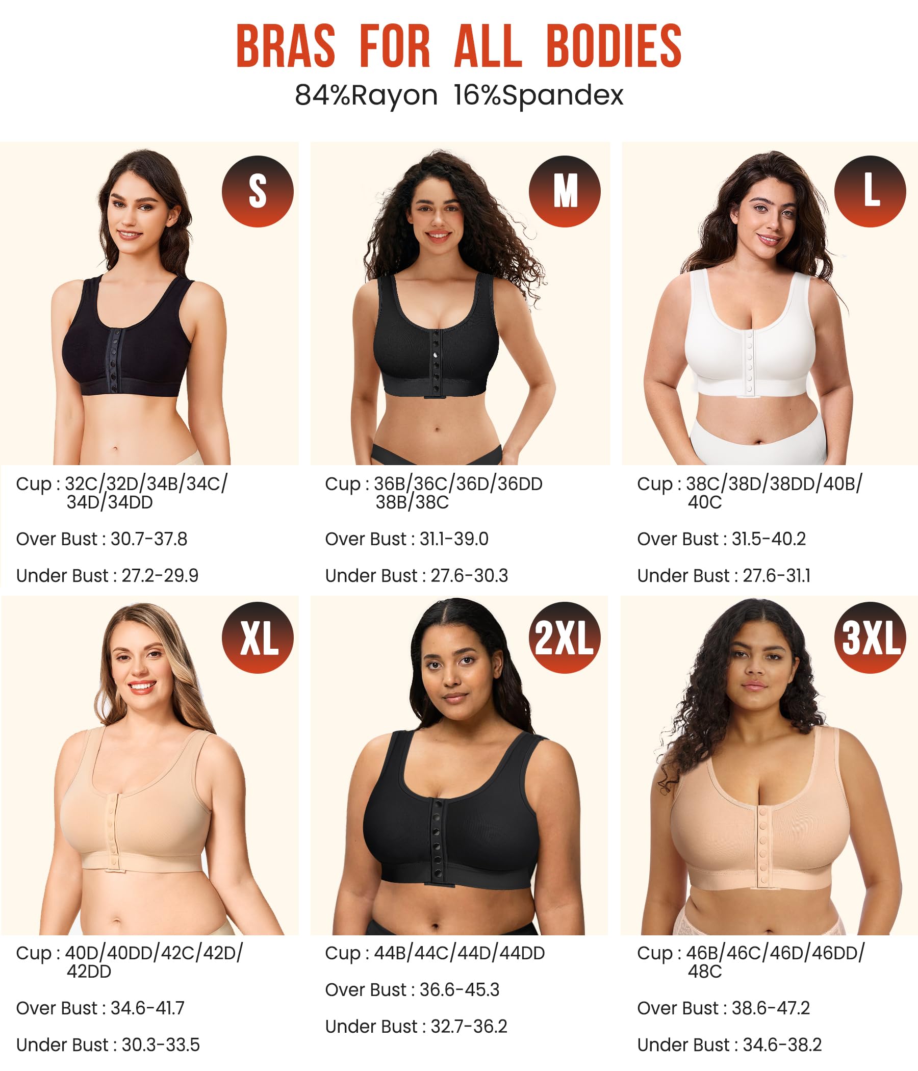 Junlan Damen Postoperativer Sport BH Ohne Bügel Vorderverschluss Racerback Bequemer Bustier Nach Brust Op Kompressions BH Sport Bra mit Rückenstütze Bequemer Bustier