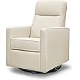 DaVinci Olive Upholstered Swivel Glider with Bonus Ottoman in Polyester Cream, Greenguard Gold & CertiPUR-US Certified