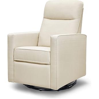 DaVinci Olive Upholstered Swivel Glider with Bonus Ottoman in Polyester Cream, Greenguard Gold & CertiPUR-US Certified
