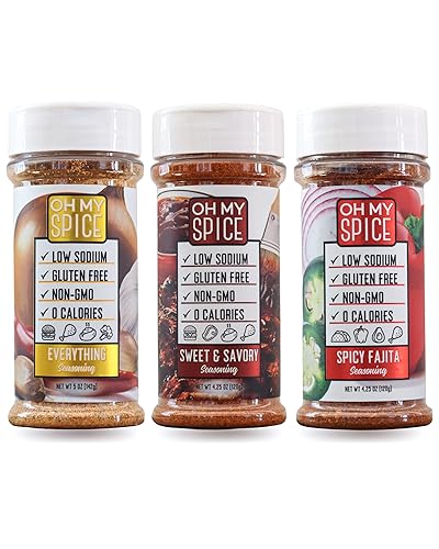 Paquete de condimentos para carne  Todo, dulce y salado, fajita picante  Condimento keto bajo en sodio por Oh My Spice  0 calorías, 0 carbohidratos,