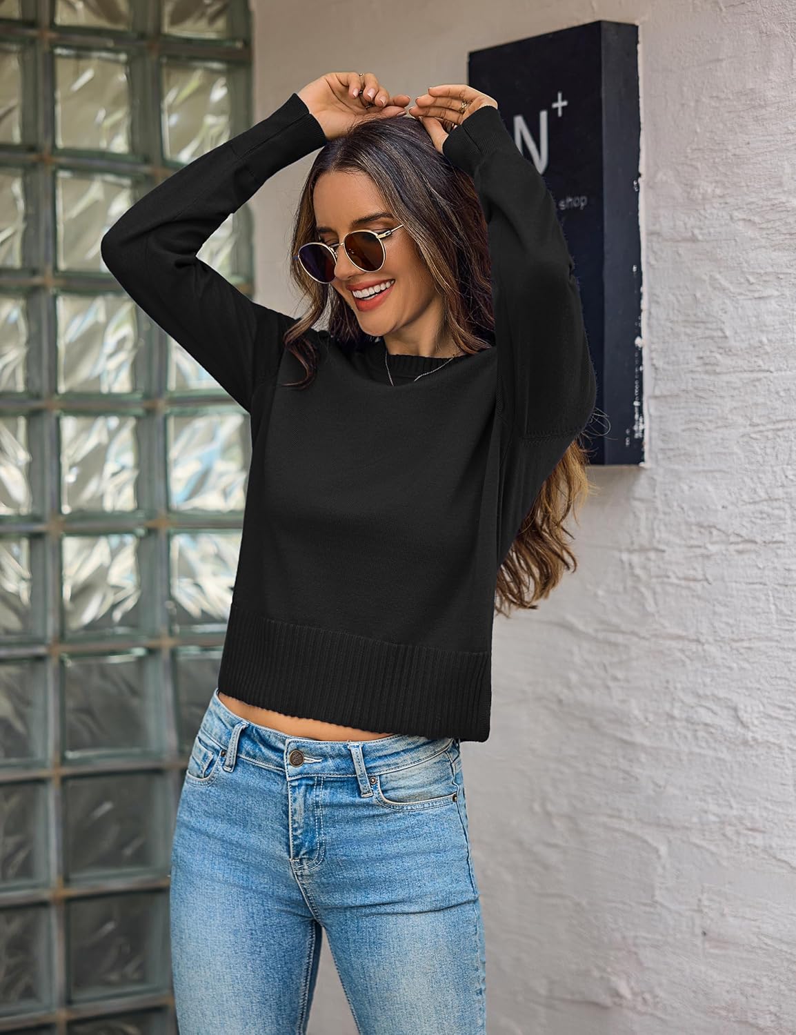 Totatuit Women Cute Cropped Sweater Mock Neck Long Sleeve Lightweight Knit Loose Pullover Sweaters 2025 Fall Trendy Outfits - Image 5