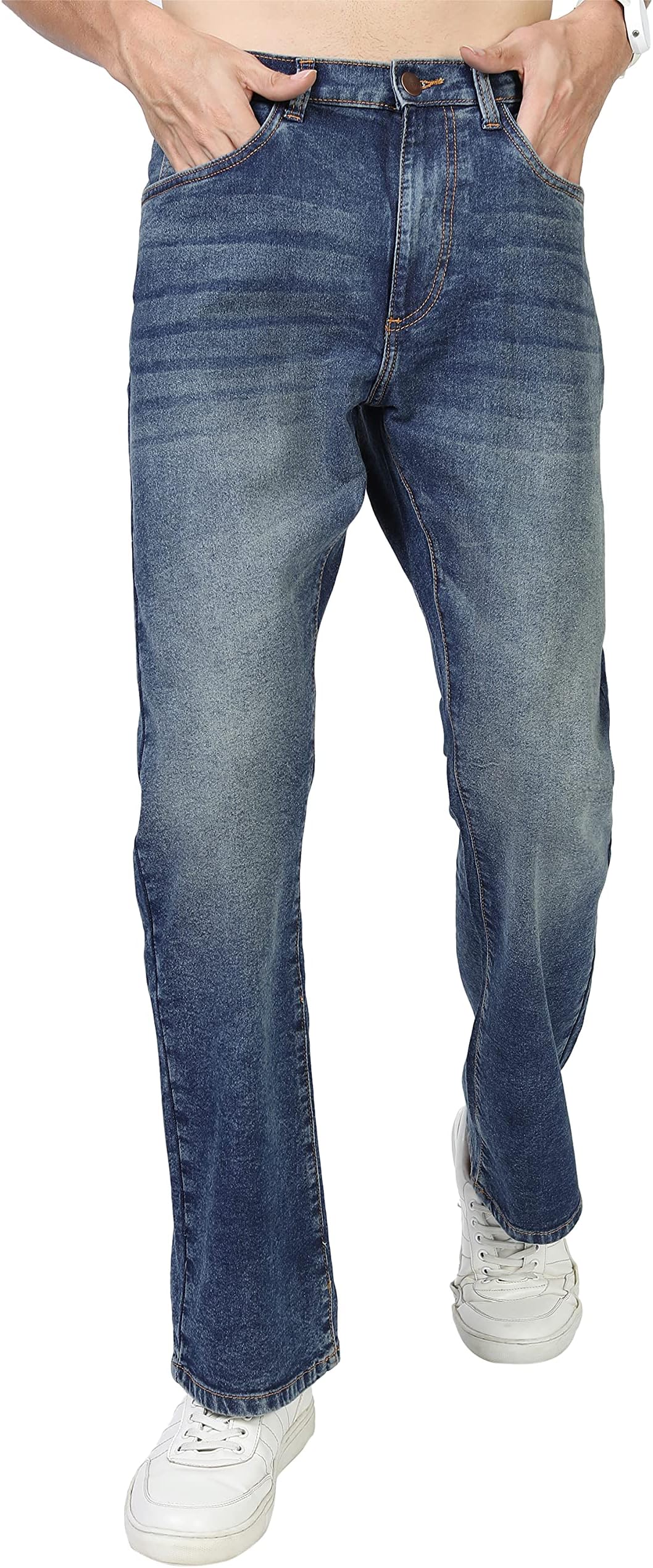 KETCH Men's Stretch Fit Mid Rise Bootcut Mid-Rise Jeans (Stretchable)